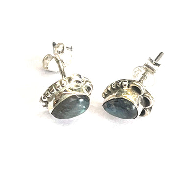 Tear drop silver studs earring with abalone shell