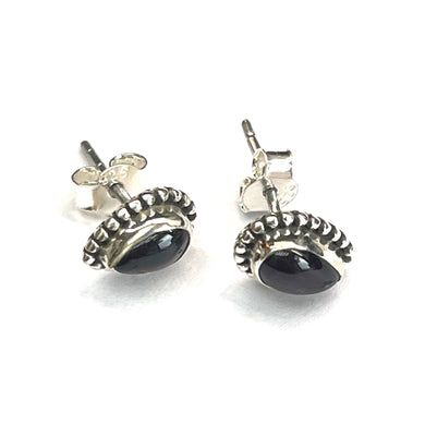 Tear drop silver studs earring with garnet