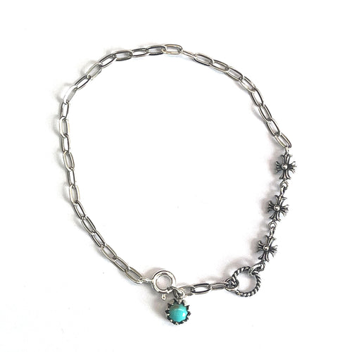Turquoise with cross silver bracelet