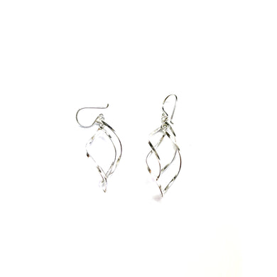 Twist hook silver earring