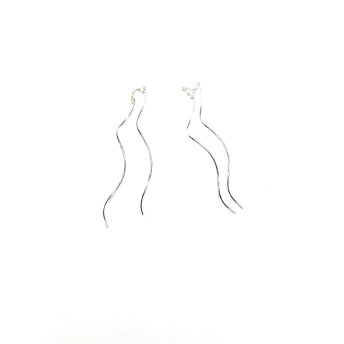 Wave & twist silver earring