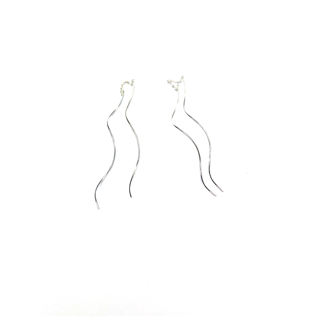 Wave & twist silver earring