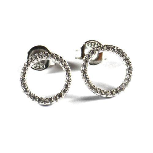 10mm circle silver studs earring with CZ