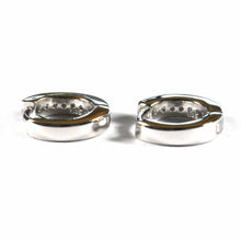 13mm circle earring with circle white CZ & platinum plating