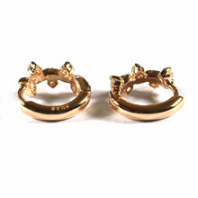 Grass pattern silver earring with white CZ & pink gold plating