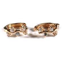 Grass pattern silver earring with white CZ & pink gold plating