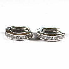 13mm circle earring with circle white CZ & platinum plating