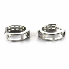 13mm circle silver earring with rectangle CZ