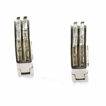 13mm circle silver earring with rectangle CZ
