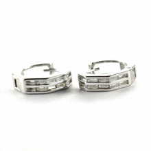 13mm circle silver earring with rectangle CZ