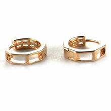 13mm circle silver earring with rectangle CZ & pink gold plating