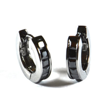 14.5mm Circle earring with square black CZ & black rhodium plating