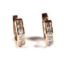 14.5mm circle silver with small square white CZ & pink gold plating
