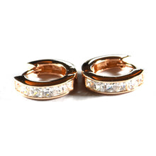 14.5mm circle silver with small square white CZ & pink gold plating