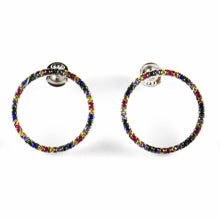 16mm circle studs silver earring with colour CZ