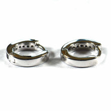 13mm circle silver earring with black CZ