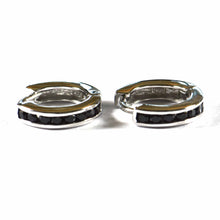 13mm circle silver earring with black CZ