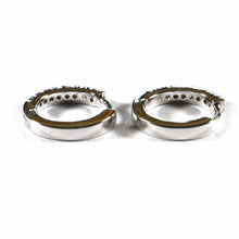 15mm circle silver earring with black CZ