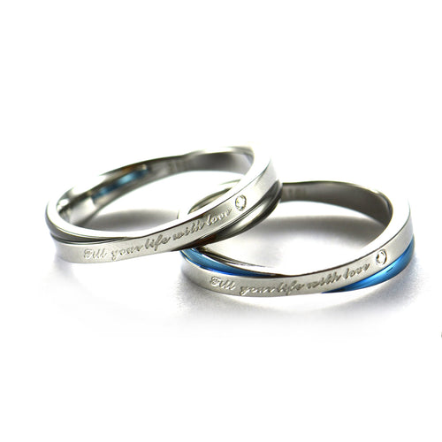 Fill your life with love stainless steel couple ring