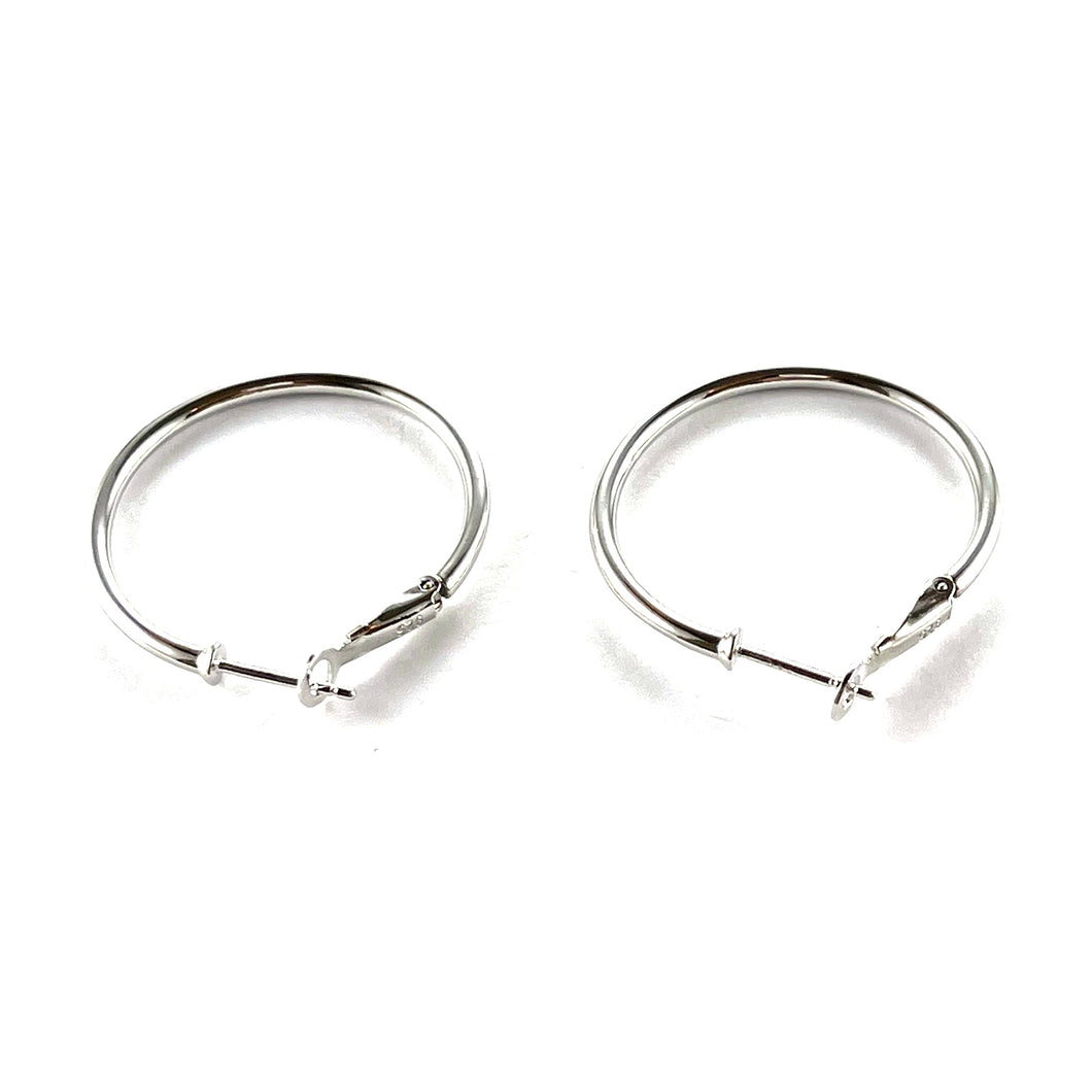 28mm silver circle earring