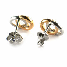 Double heart silver earring with white CZ & pink gold plating