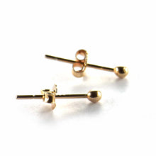 2mm silver ball studs earring with pink gold plating