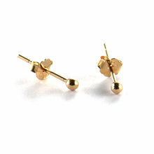 2mm silver ball studs earring with pink gold plating