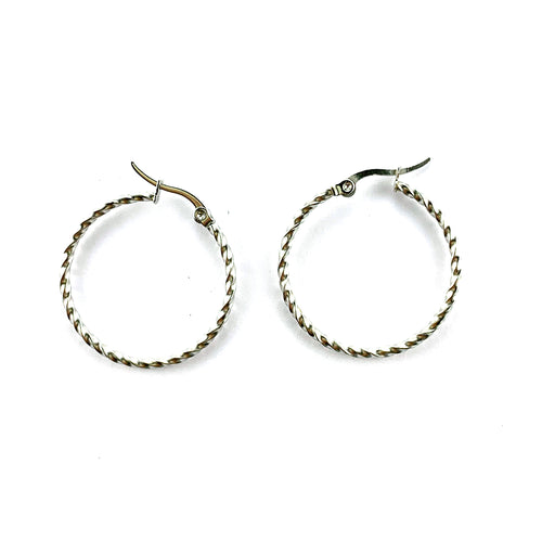 30mmTwist stainless steel circle earring