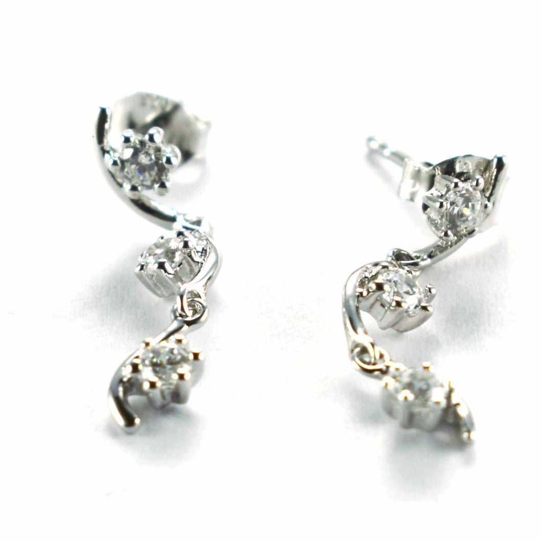 3 CZ silver earring with platinum plating