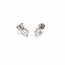 3 claws silver studs earring with 2mm CZ