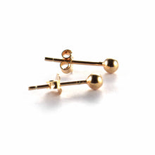 3mm silver ball studs earring with pink gold plating