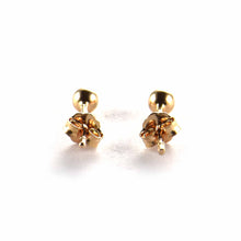 3mm silver ball studs earring with pink gold plating