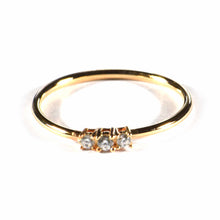 3 stone silver ring with pink gold plating