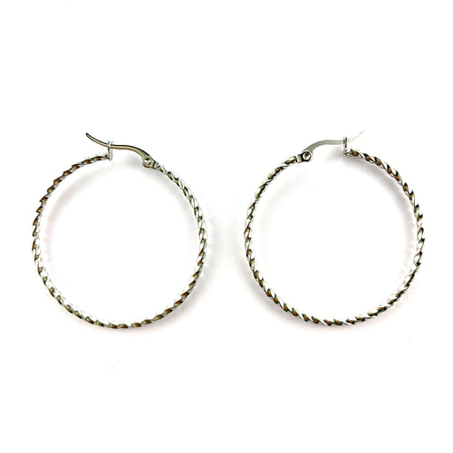 40mm Twist stainless steel circle earring