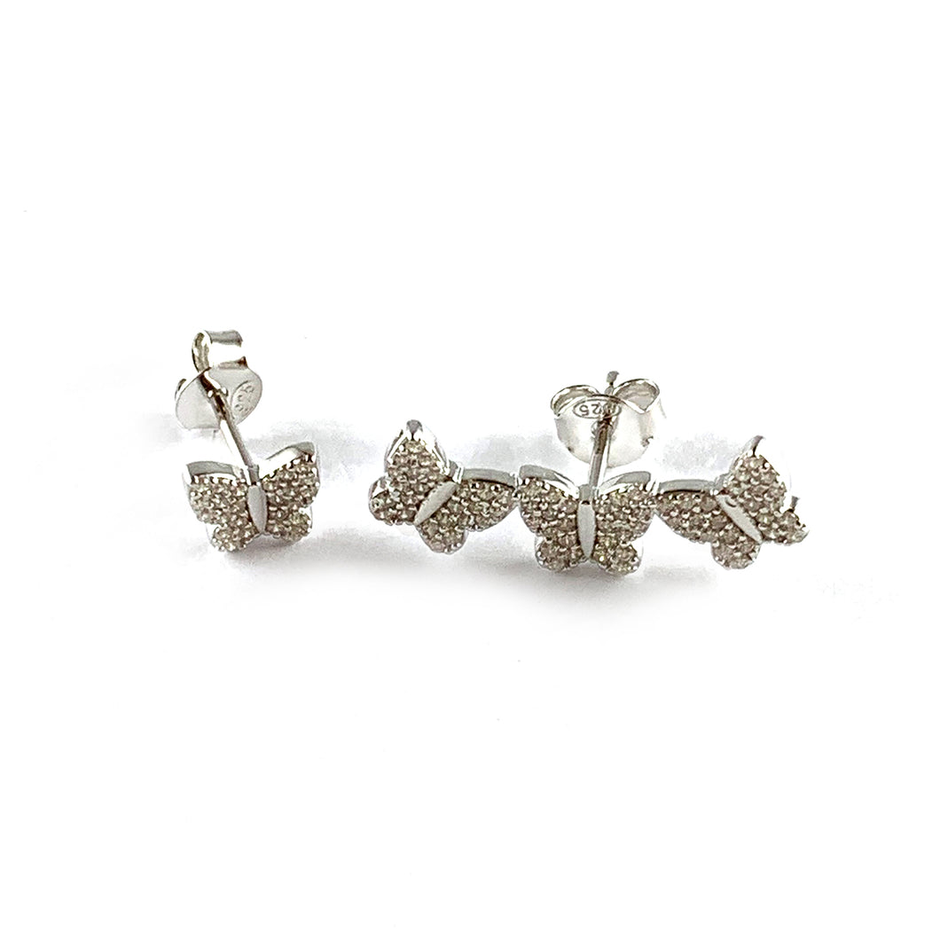 4 butterfly silver earring with CZ