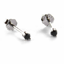 4 claws 2mm silver studs earring with black CZ