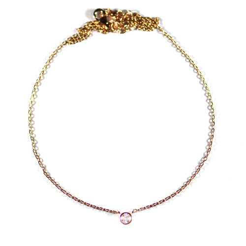 4mm CZ silver necklace with pink gold plating