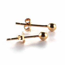 4mm silver ball studs earring with pink gold plating