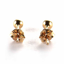 4mm silver ball studs earring with pink gold plating