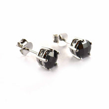 5 claws 5mm silver studs earring with black CZ