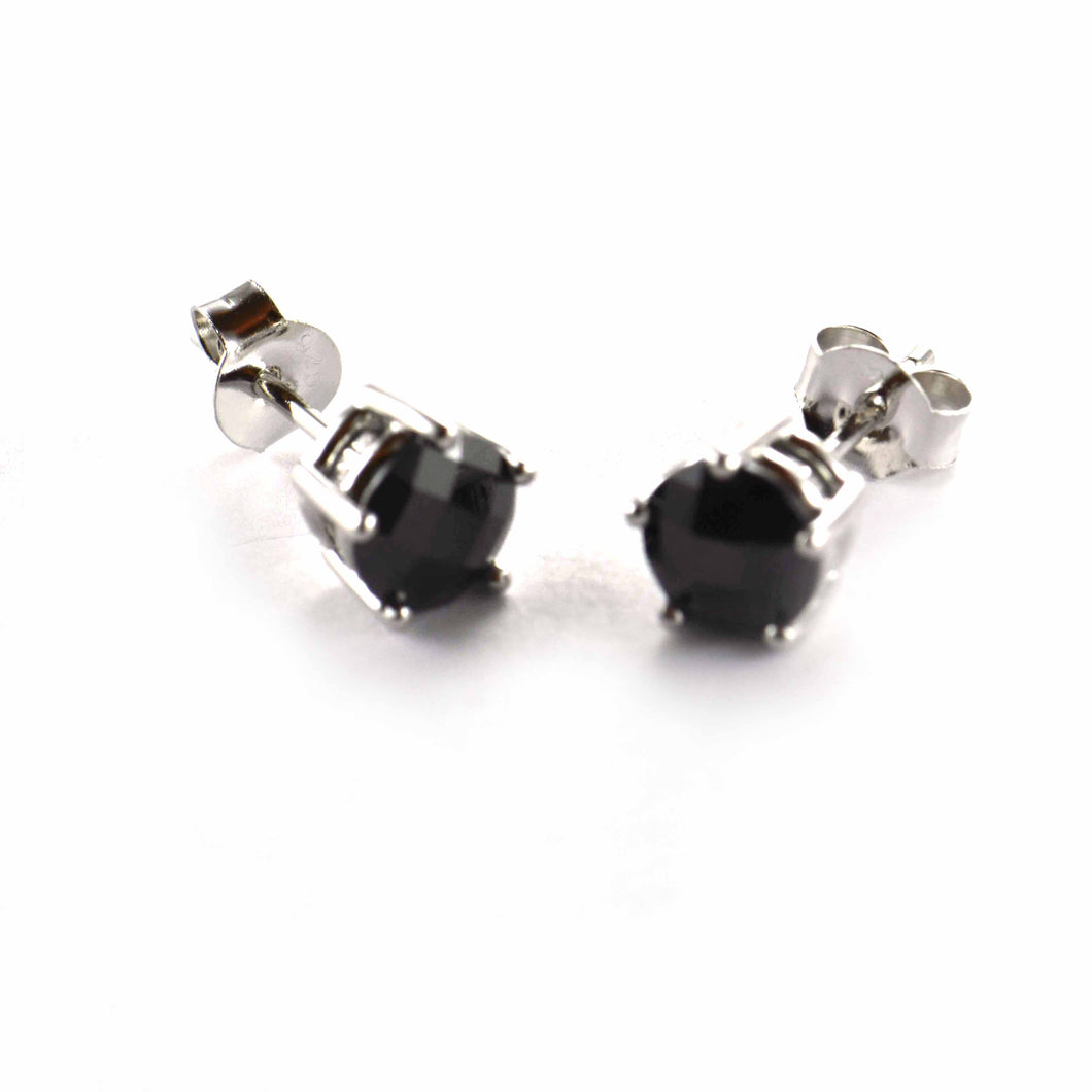 5 claws 5mm silver studs earring with black CZ