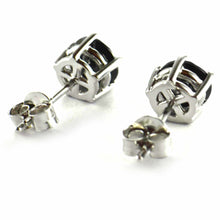 5 claws 6mm studs silver earring with black CZ