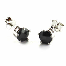 5 claws 6mm studs silver earring with black CZ