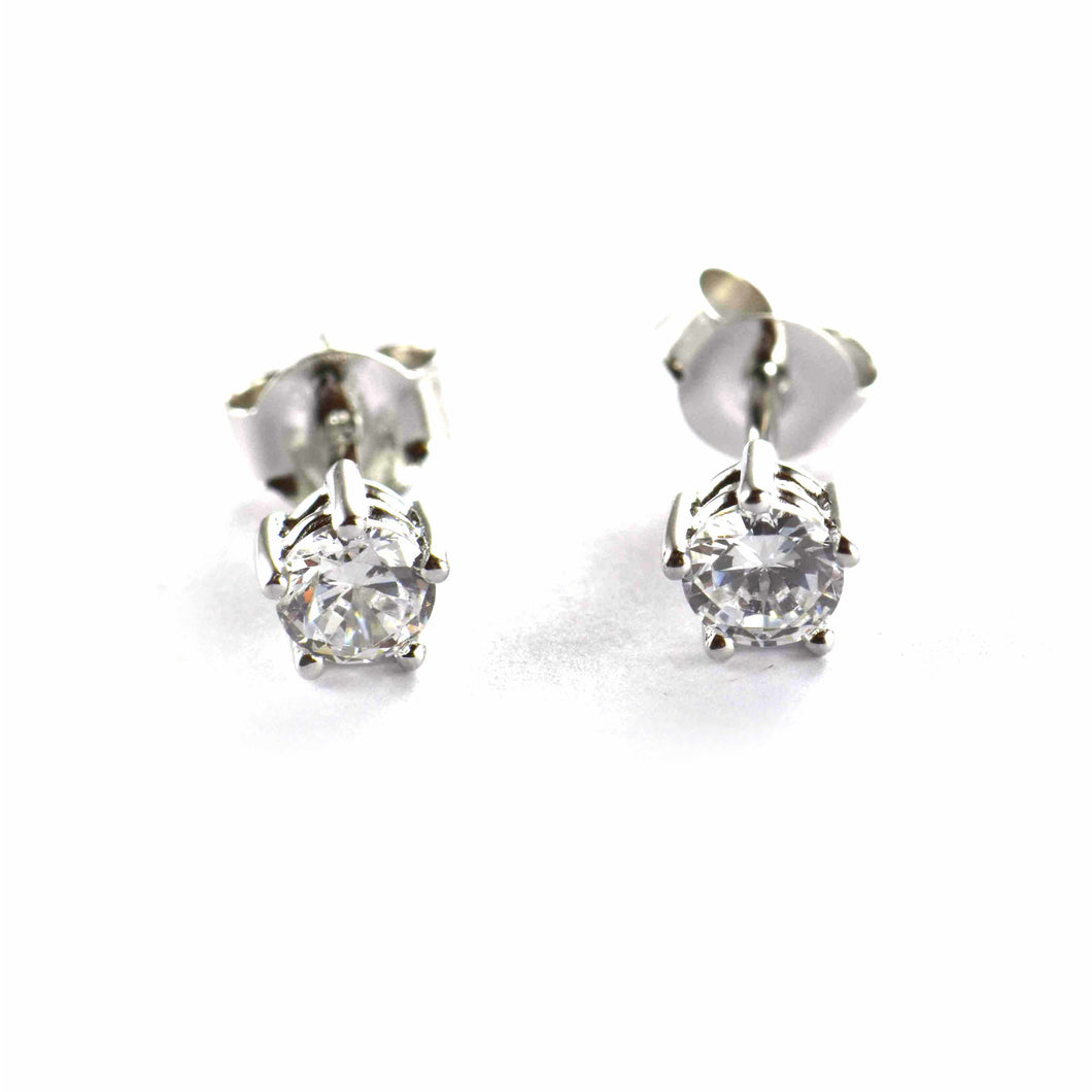 5 claws silver studs earring with 4mm CZ
