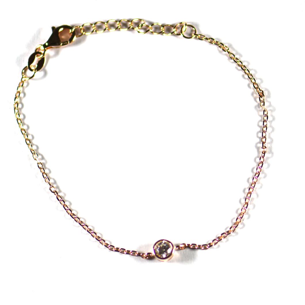 5mm CZ silver bracelet with pink gold plating