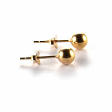5mm silver ball studs earring with pink gold plating