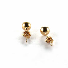 5mm silver ball studs earring with pink gold plating