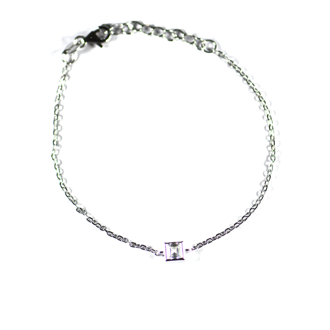 5mm square CZ silver bracelet