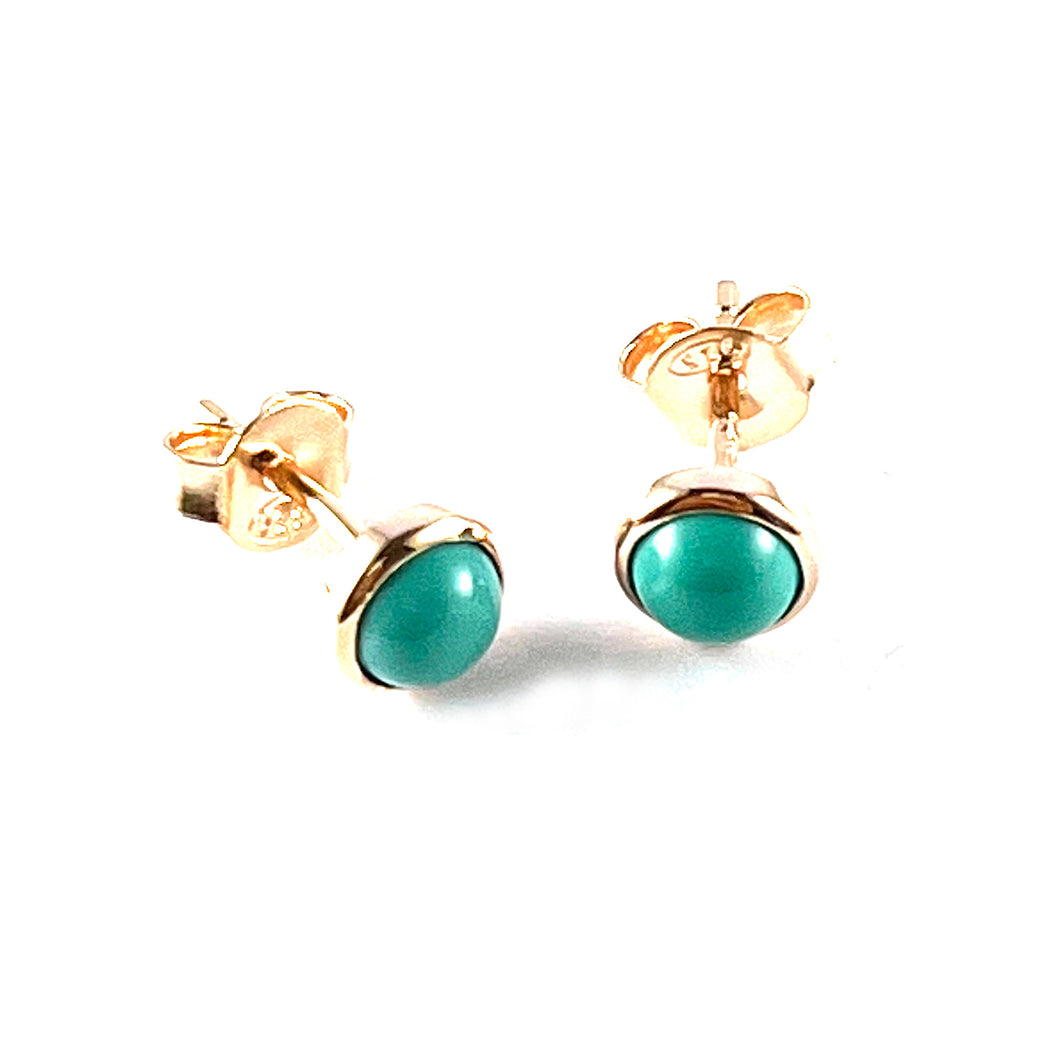 Turquoise silver studs earring with pink gold plating
