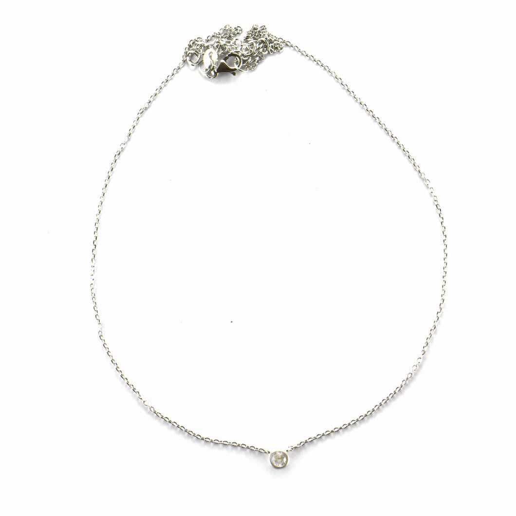 5mm white CZ silver necklace